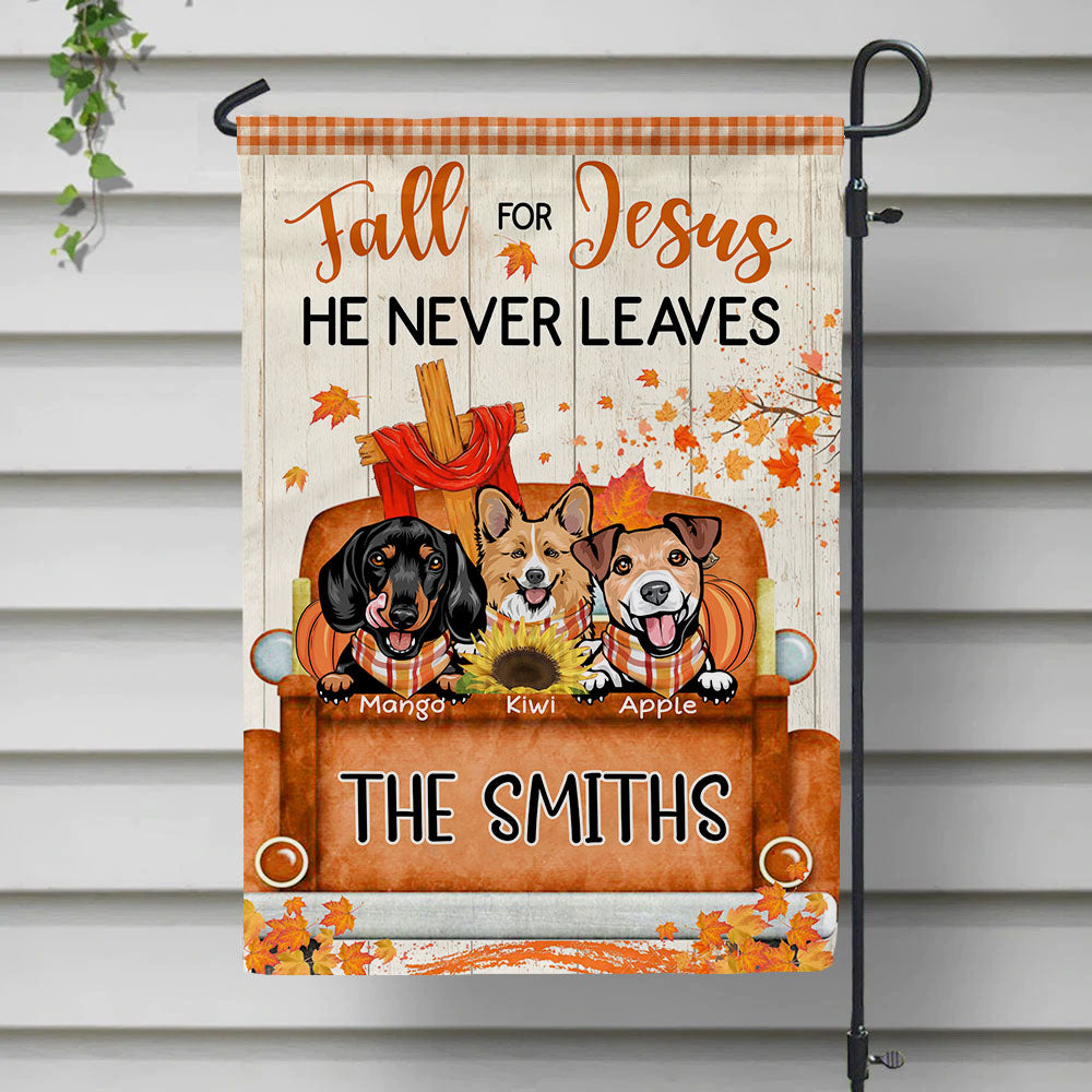 Fall For Jesus Dog Pumpkin Garden Flag, Autumn Decor AD