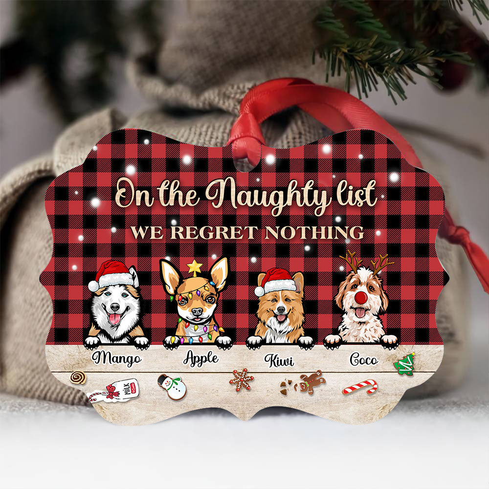 Personalized On The Naughty List We Regret Nothing Dog Christmas Benelux Ornament AE