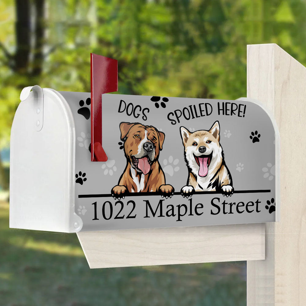 Dogs Spoiled Here House Address Magnetic Mailbox Cover, Personalized Mailbox Cover AF