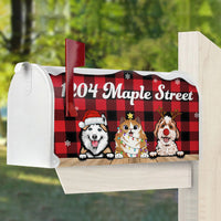 Thumbnail for Christmas Dog Cat Buffalo Plaid Address Mailbox Cover, Winter Mailbox AF