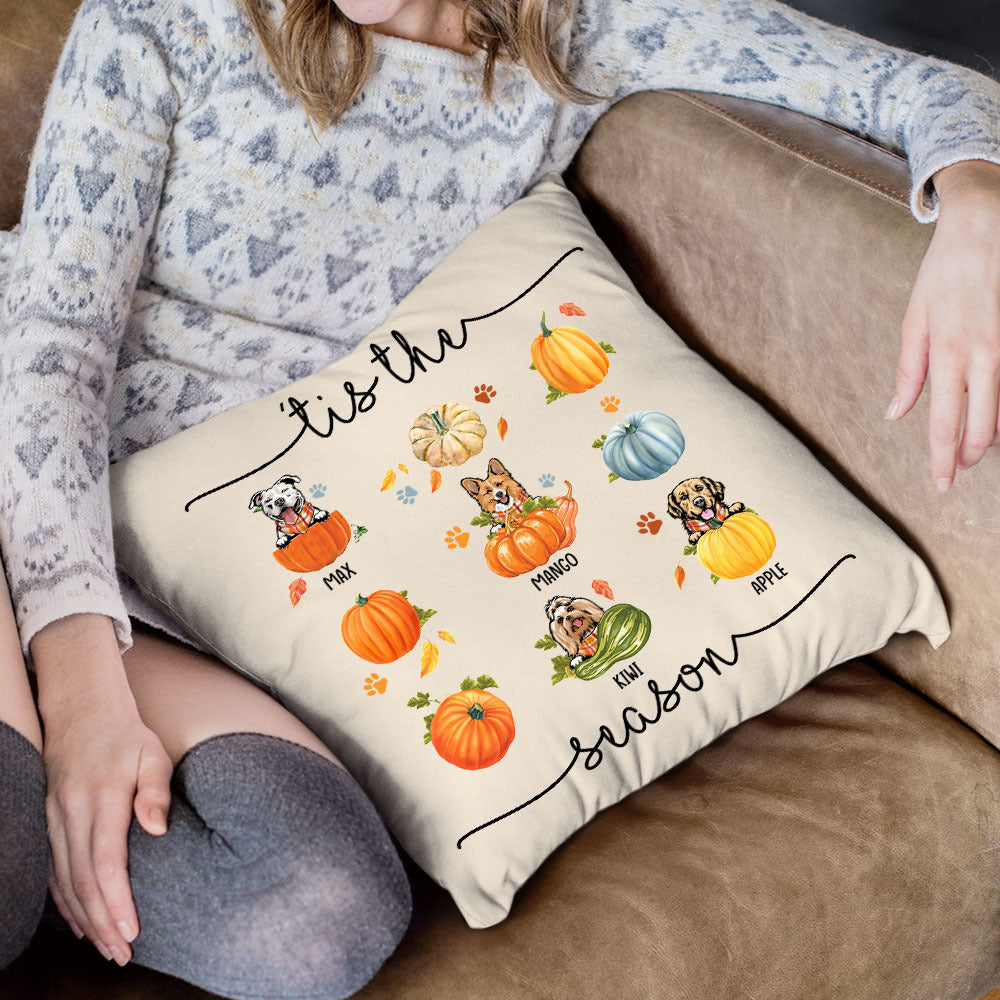 'Tis The Season Dog Fall Pillow, Custom Pet Pumpkin AD