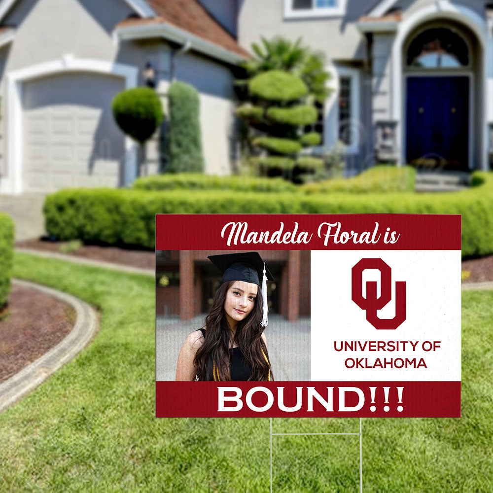 Bound Graduation Lawn Sign With Stake, Photo Yard Sign AN