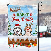 Thumbnail for Happy Pawlidays Dog Cat Garden Flag, Winter Flag, Christmas Gift For Pet Lovers AD