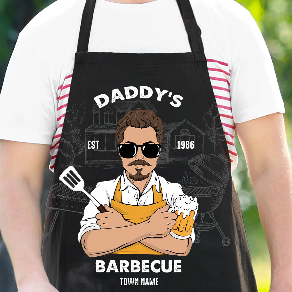 Daddy's Barbecue Apron, Gift For Dad, Custom Text & Clipart AI