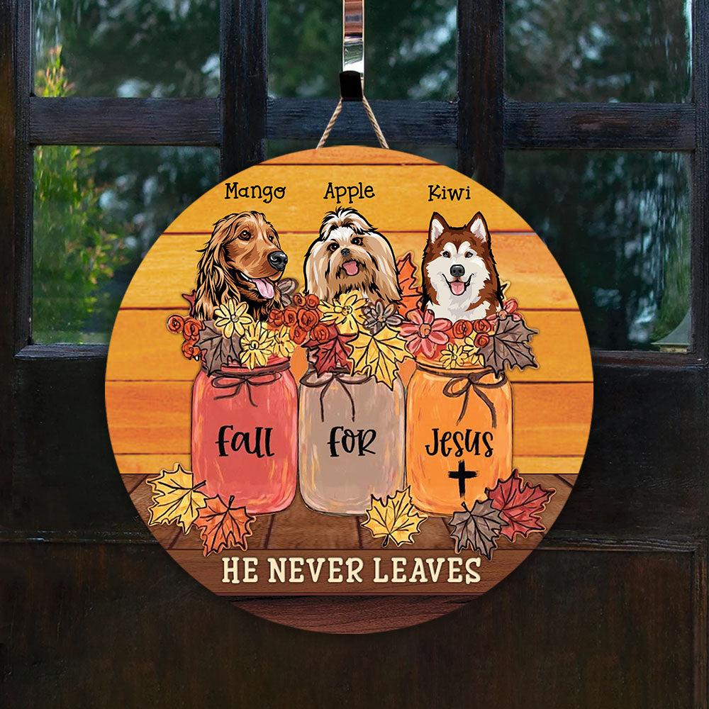 Fall for Jesus Dog Door Sign, Wooden Home Decor Gift Z