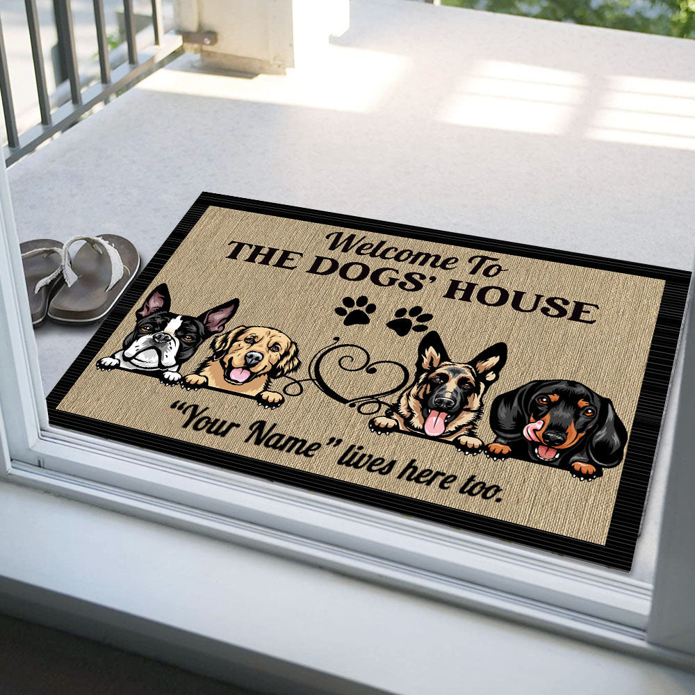 Welcome To Dog's House Doormat, Dog Lover Gift AB