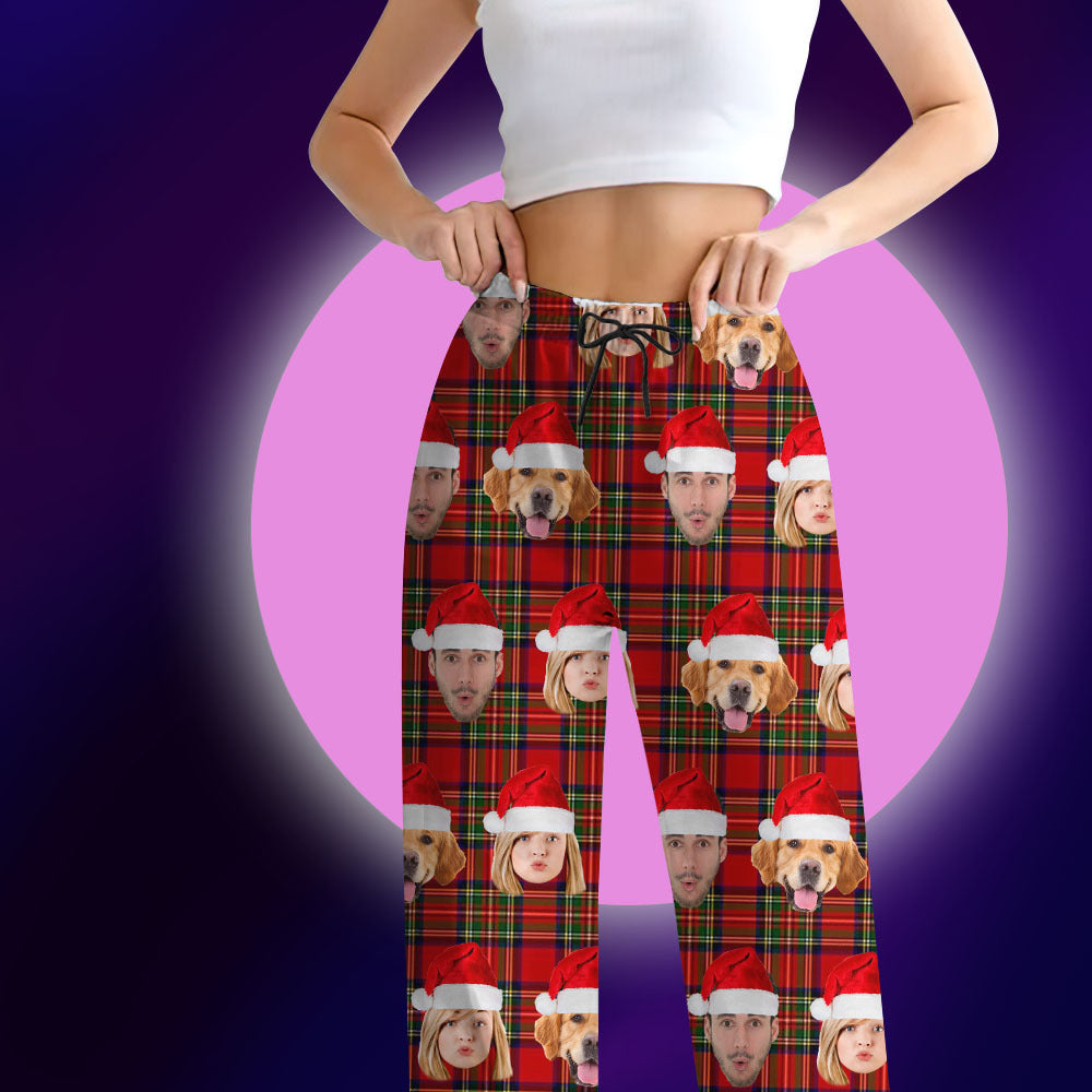 Custom Christmas With Face Photo Family Pajama Pants, Christmas Gift AB