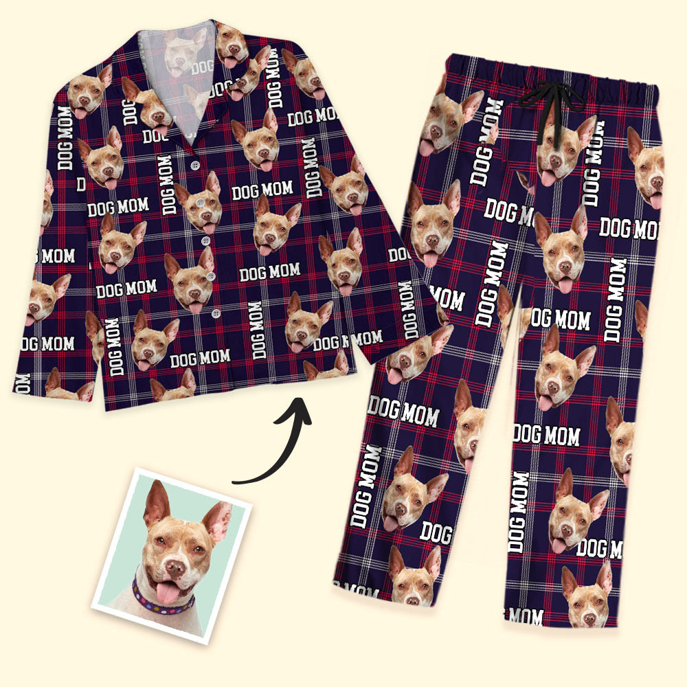 Custom Photo Buffalo Plaid Pet Pajamas Set, Pet Lover Gift AB