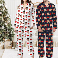 Thumbnail for Custom Heart With Photo Couple Pajamas Set, Valentine's Day Gift FC