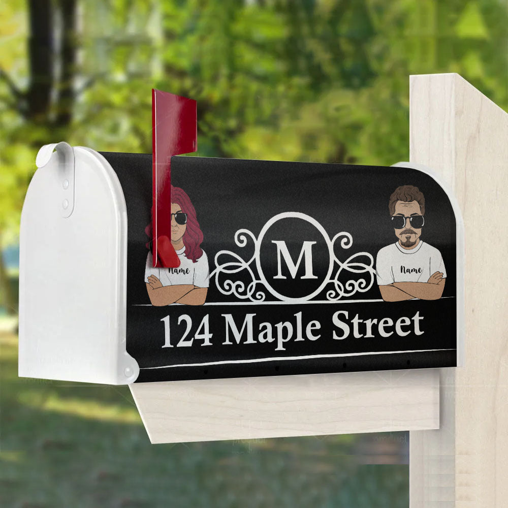 Husband & Wife Address Magnetic Mailbox Cover, Gift For Couple AF