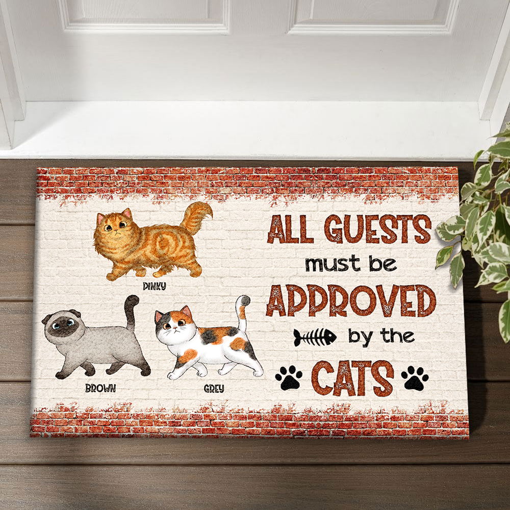 Personalized All Guests Be Approved By Cats House Doormat, Decor Gift For Cat Lover AB