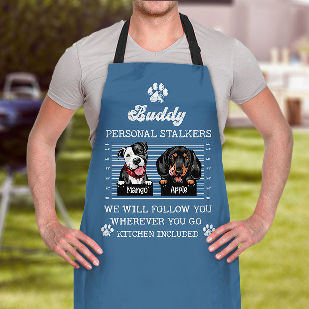 Personalized Personal Stalker Dog Will Follow Dog Mom Apron, Gift For Cooking Lover AI