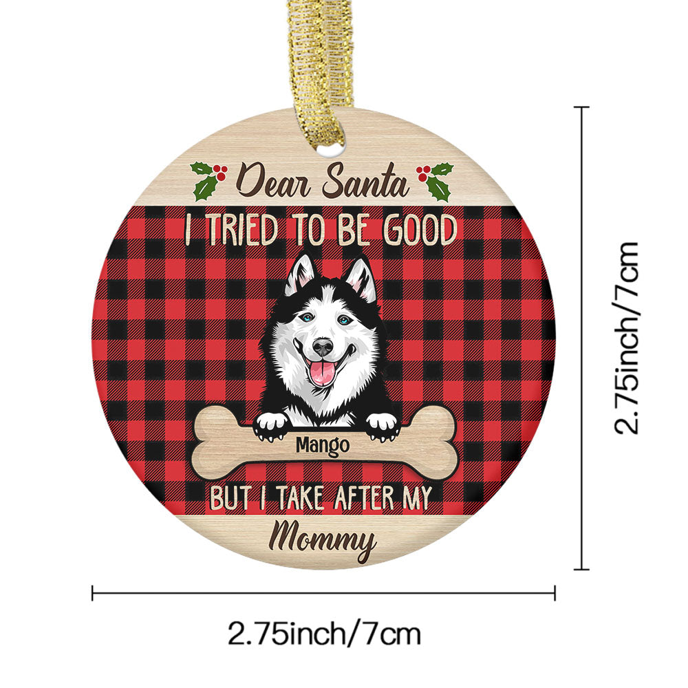 Dear Santa Dog Christmas Ceramic Ornament  - Personalized Decorative Ornament AE
