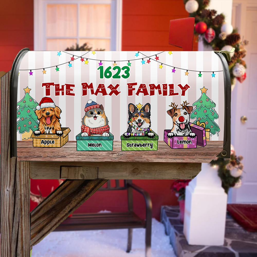 Custom Naughty Cats And Dogs Christmas Mailbox Cover, Christmas Gift AF