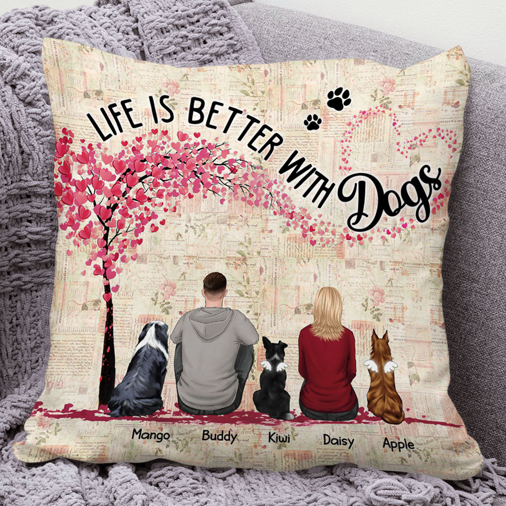 Personalized You & Me And The Dogs Couple Pillow, Dog Lovers Gifts, Couple Gifts, LGBT Couple AD