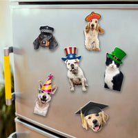 Thumbnail for Custom Photo Cute Pet Hat Magnets, Fridge Magnet, Gift For Dog Cat Lovers JonxiFon