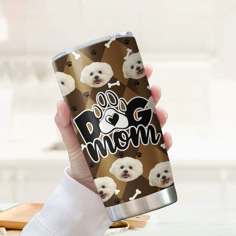 Custom Dog Face Photo Dog Mom Nutrition Facts Tumbler, Best Gift for Dog Lovers AA