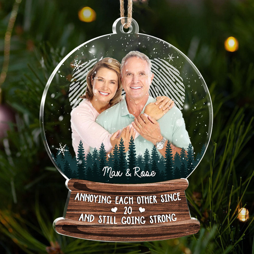 Custom Annoying Each Other Photo Snowglobe Printed Acrylic Ornament, Christmas Gift AE