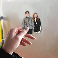 Thumbnail for Personalized Couple Chibi Face Cutout Photo Magnets, Couple Gifts JonxiFon