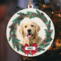 Thumbnail for Pet Photo With Name Printed Wood Ornament, Wreath Ornament AE