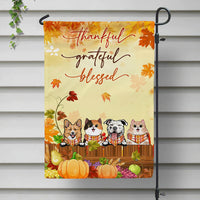 Thumbnail for Thankful Grateful Blessed Dog Cat Garden Flag, Thanksgiving Garden Flag AD