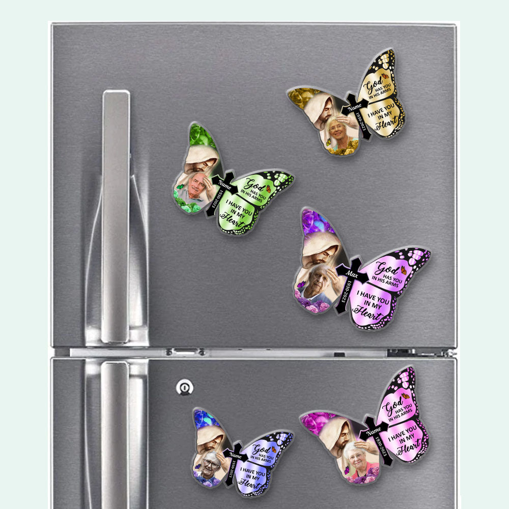 Personalized God Has You In His Arm Magnet, Memorial Magnet, Fridge Magnet JonxiFon