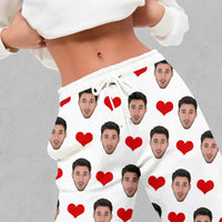 Thumbnail for Custom Heart With Photo Couple Sweatpants, Valentine's Day Gift AB