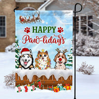 Thumbnail for Happy Pawlidays Dog Cat Garden Flag, Winter Flag, Christmas Gift For Pet Lovers AD