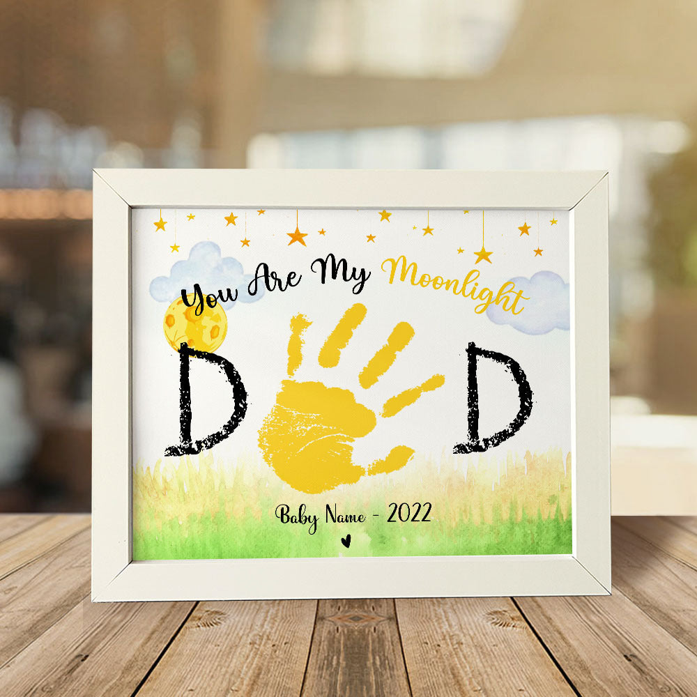 You Are My Moonlight Dad Photo Frame, Kids Handprint Keepsake AA