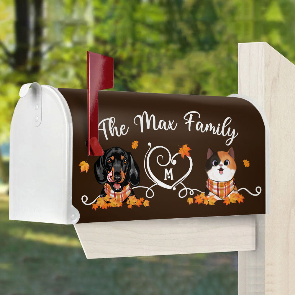 Fall Heart Dog Cat Mailbox Cover, Dog lover Gift AF