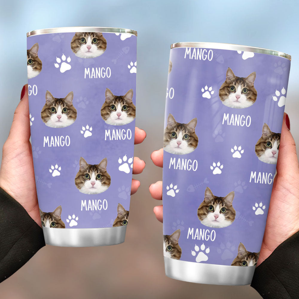 Custom Dog Cat Photo With Name Tumbler, Pet Lover Gift AA