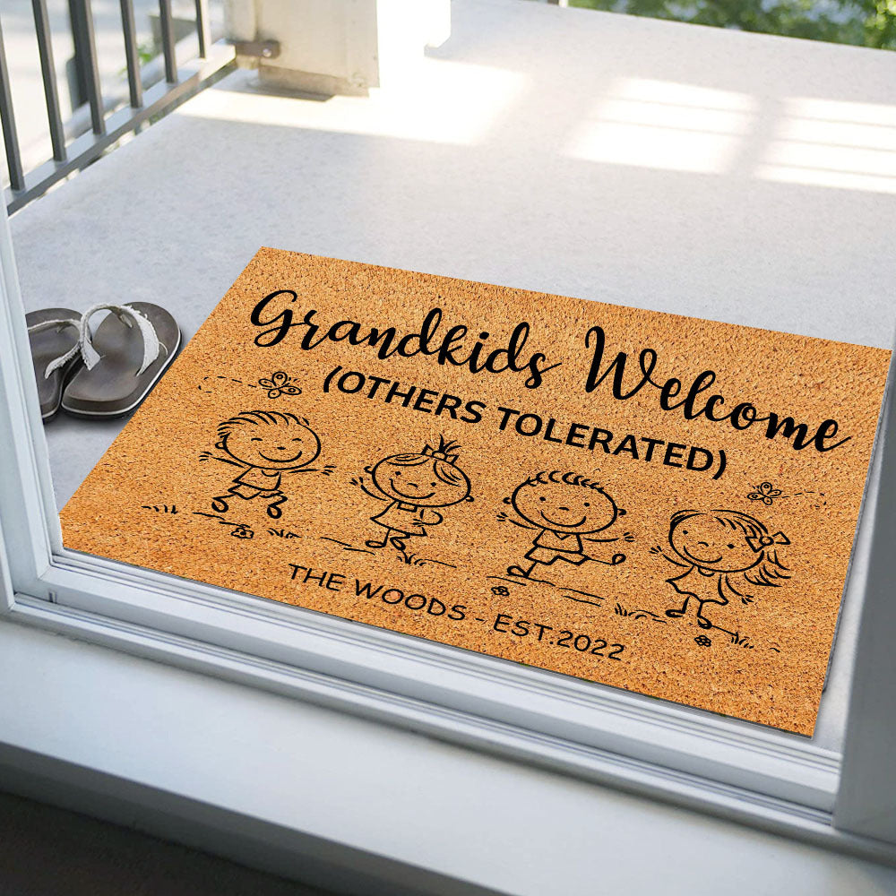 Grandkids Welcome Others Tolerated Grandma Doormat AB