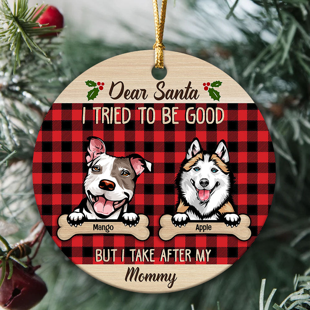 Dear Santa Dog Christmas Ceramic Ornament  - Personalized Decorative Ornament AE
