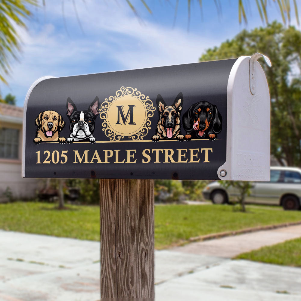 Elegant Family House Number Mailbox Cover With Address, Dog Lover Gift AF