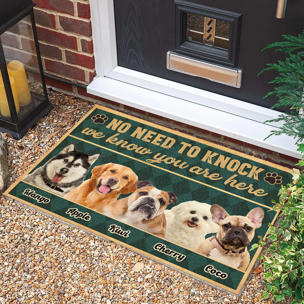 Personalized No Need To Knock Dog Cat Welcome House Doormat, Gift For Pet Lovers AB
