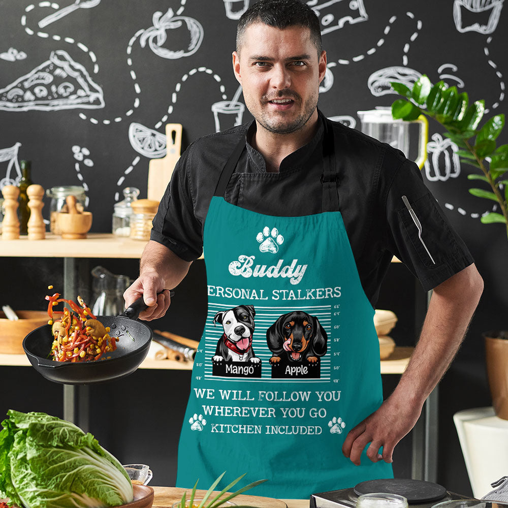 Personalized Personal Stalker Dog Will Follow Dog Mom Apron, Gift For Cooking Lover AI