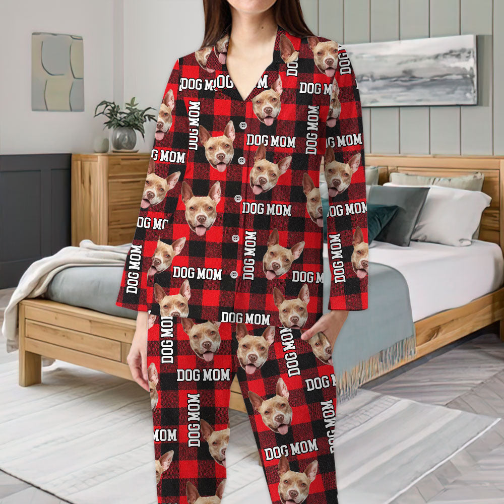 Custom Photo Buffalo Plaid Pet Pajamas Set, Pet Lover Gift AB