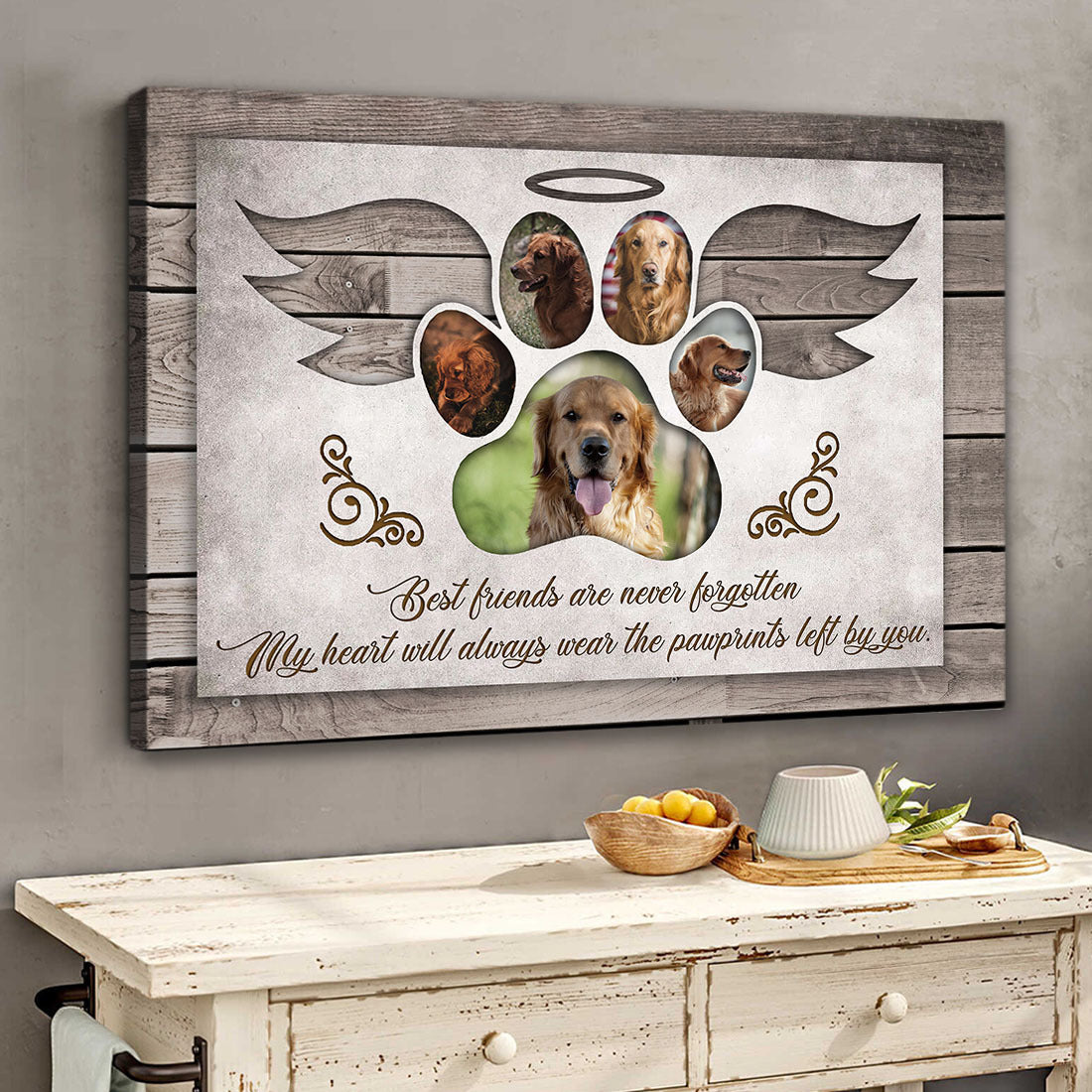 Best Friends Are Never Forgotten Canvas Wall Art, Pet Loss Gift AK