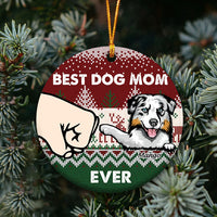 Thumbnail for Personalized Best Dog Dad Ever Christmas Ceramic Ornament, Personalized Decorative Ornament AE