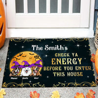 Thumbnail for Personalized Dog Mom Check Ya Energy Halloween Doormat, Dog Lover Gift AB