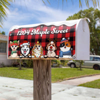Thumbnail for Christmas Dog Cat Buffalo Plaid Address Mailbox Cover, Winter Mailbox AF