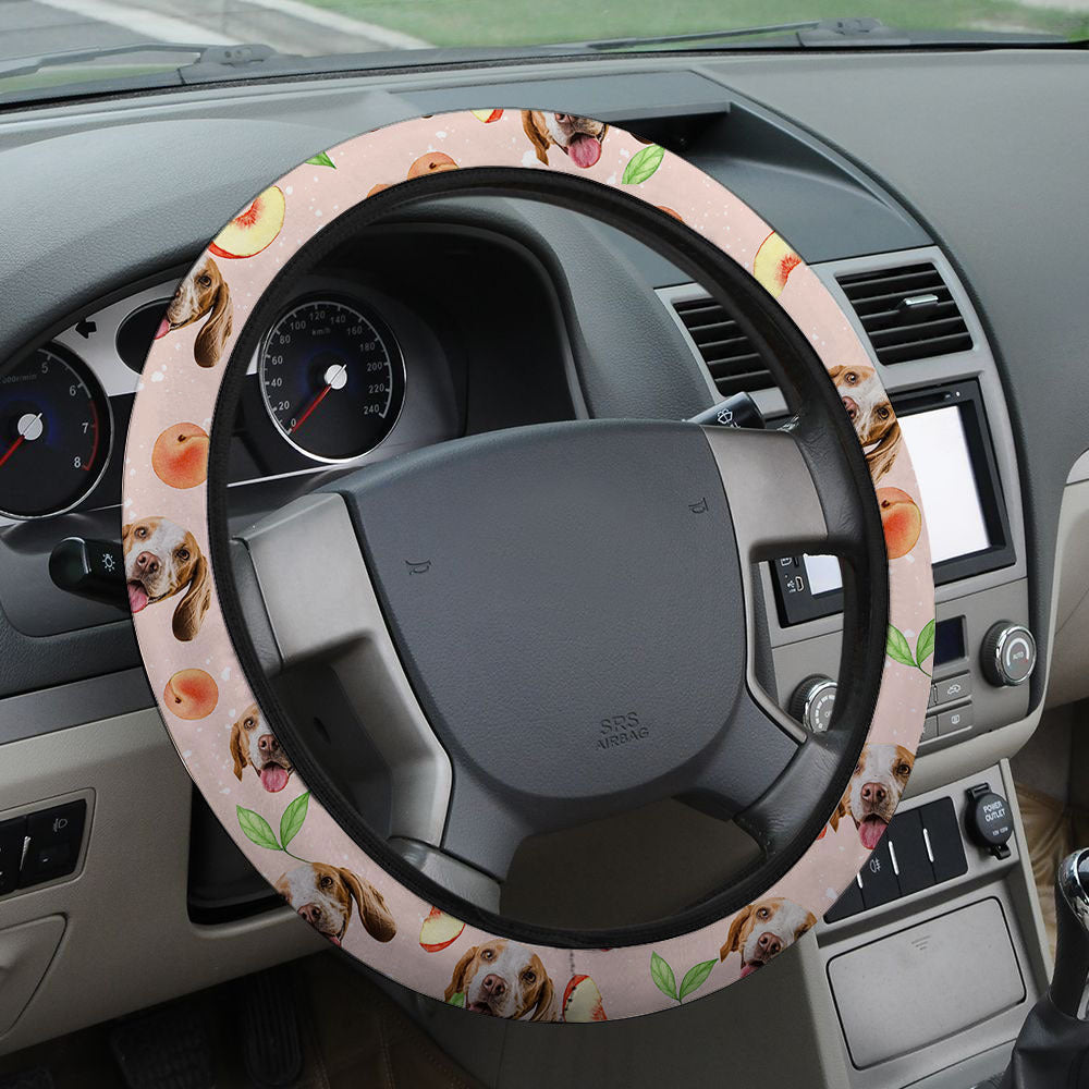 Custom Avocado Pattern With Face Dog Cat Car Steering Wheel Cover, Pet Lover Gift JonxiFon