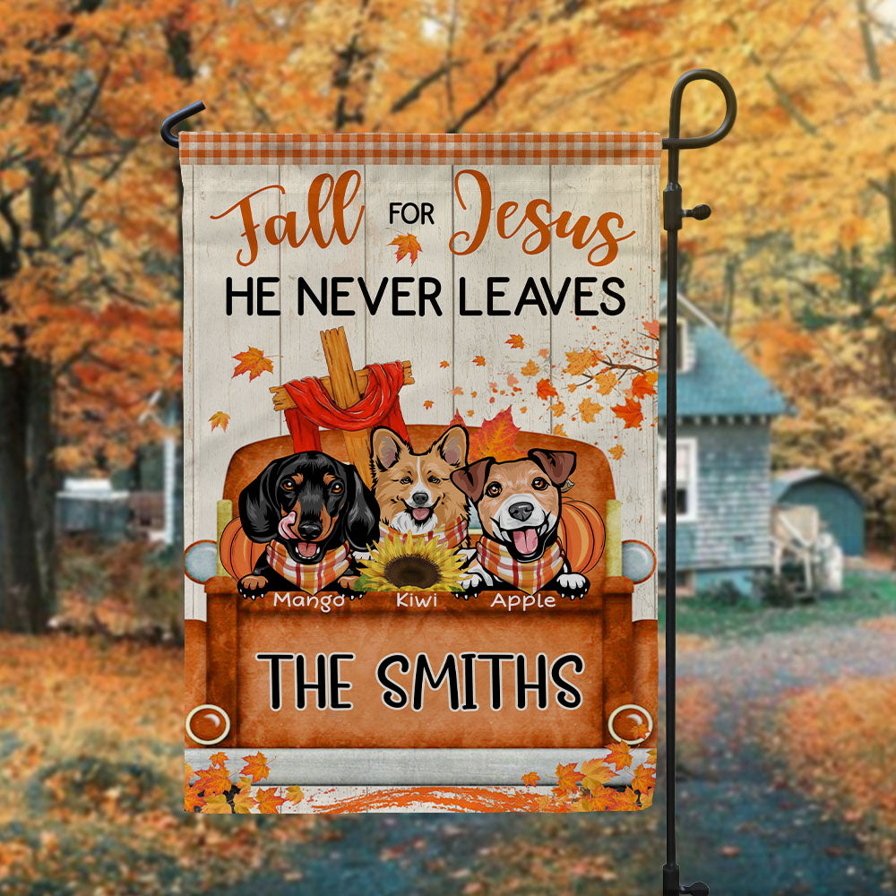 Fall For Jesus Dog Pumpkin Garden Flag, Autumn Decor AD
