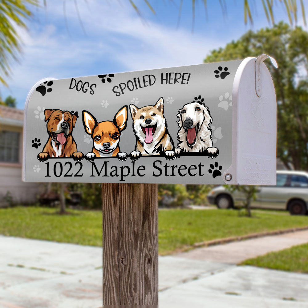 Dogs Spoiled Here House Address Magnetic Mailbox Cover, Personalized Mailbox Cover AF