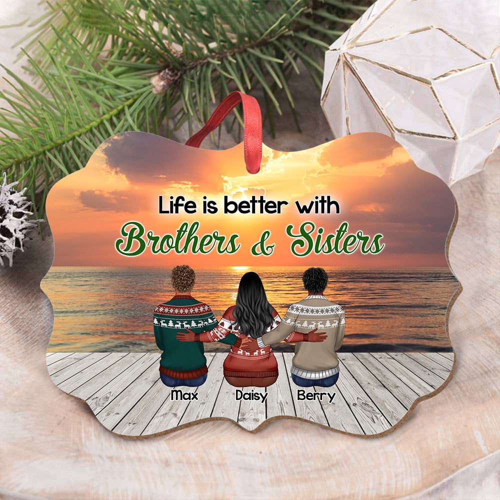 Personalized Family Members Brother Sister MDF Ornament AE