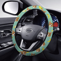 Thumbnail for Custom Avocado Pattern With Face Dog Cat Car Steering Wheel Cover, Pet Lover Gift JonxiFon