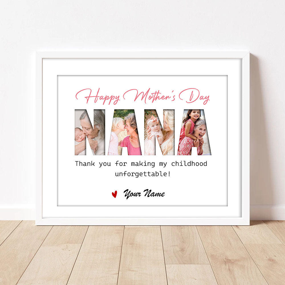 Custom Happy Mother's Day Grandma Photo Collage Picture Frame, Gift For Mom/Grandma AA