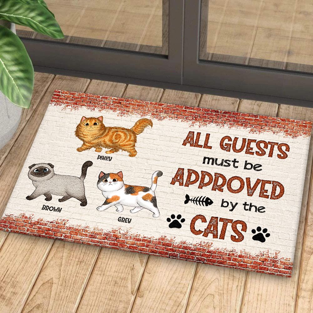 Personalized All Guests Be Approved By Cats House Doormat, Decor Gift For Cat Lover AB