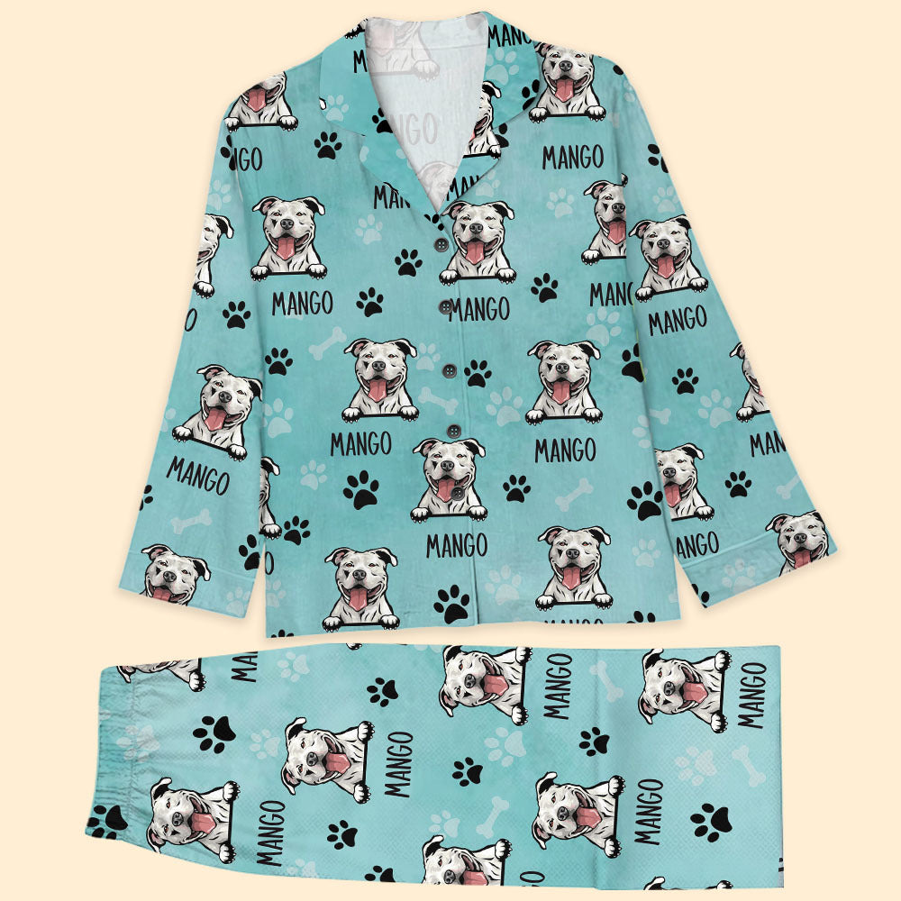 Custom Dog Cat Clipart With Name Pajamas Set, Pet Lover Gift AB