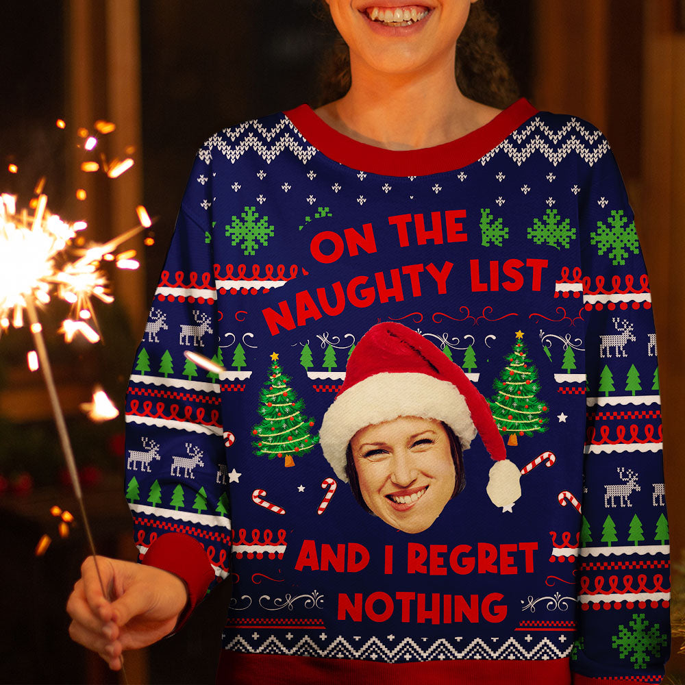 Custom Face Upload Photo Ugly Christmas Sweatshirt Gift For Family Friend, All-Over-Print Sweatshirt AB